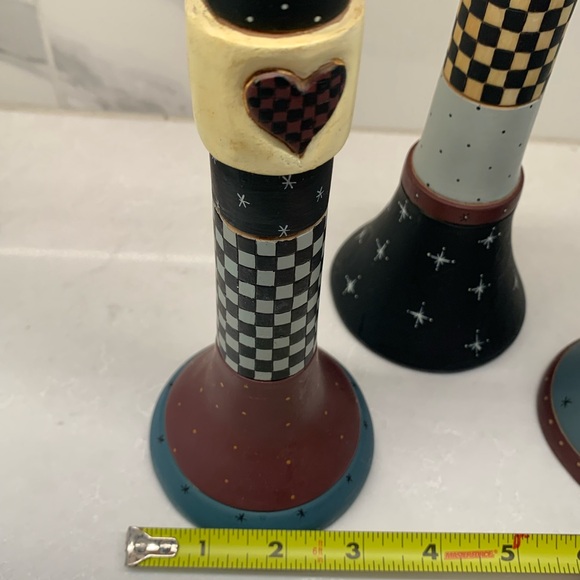 Vintage Williraye Studio Colorful Checkered American Candle Holders - Picture 6 of 9